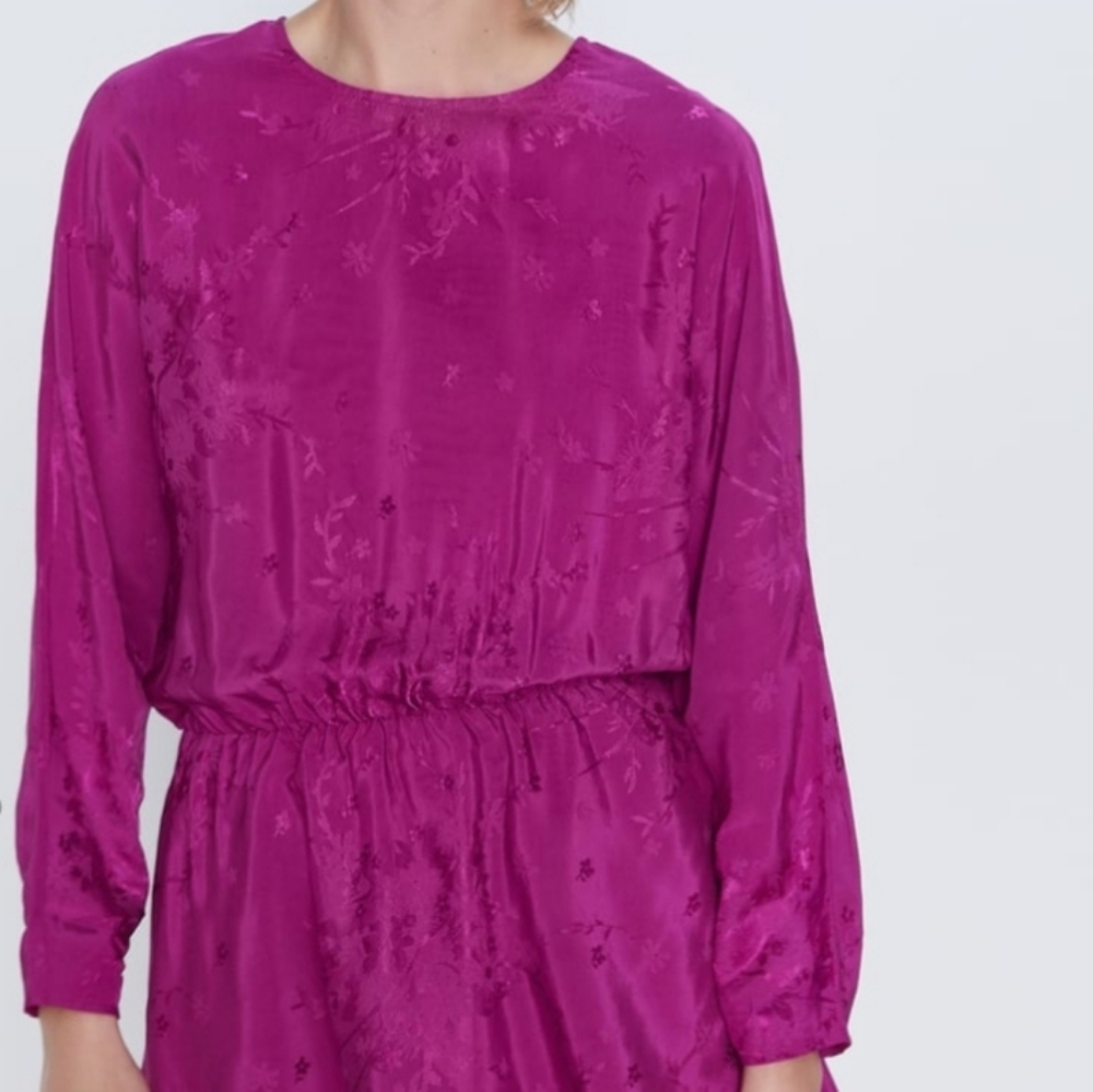 Zara Satin effect Jacquard Dress L - Picture 7 of 11